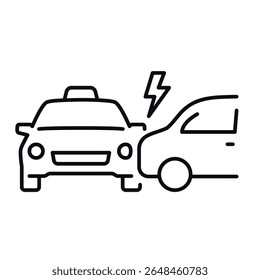Um ícone de acidente de estrada representando dois carros em uma colisão, destacando questões de segurança rodoviária.