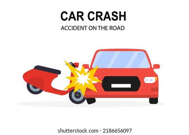 Road accident with a moped. Vector illustration