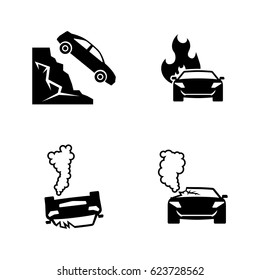 Road accident. Simple Related Vector Icons Set for Video, Mobile Apps, Web Sites, Print Projects and Your Design. Black Flat Illustration on White Background. svg