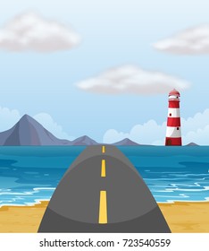 Road across the ocean illustration
