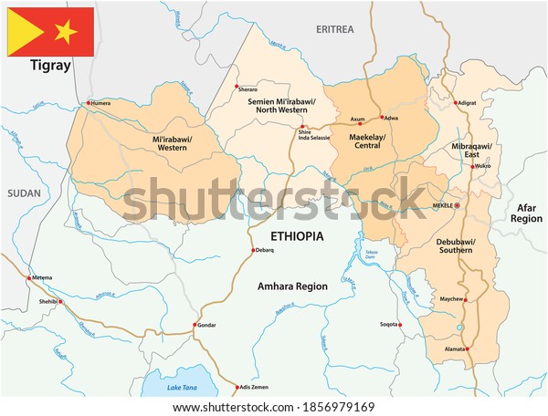 The Map Of Tigray Road Administrative Vector Map Tigray Region Stock Vector (Royalty Free)  1856979169 | Shutterstock