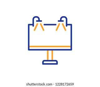 Road Ads banner line icon. Advertisement symbol. Business offer sign. Colorful outline concept. Blue and orange thin line color icon. Road banner Vector