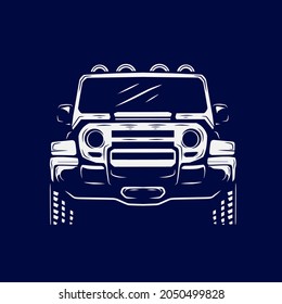 Of road adventure vehicle line pop art potrait logo colorful design with dark background. Abstract vector illustration. Isolated black background for t-shirt, poster, clothing.