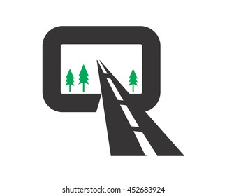 road alphabet Q typography typeset font image vector icon symbol
