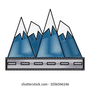 road and alps peaks icon 