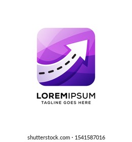 road arrow concept logo Premium Vector, box away logo, road box logo
