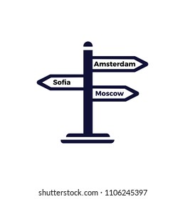 Road arrow, highway, direction symbol vector icon