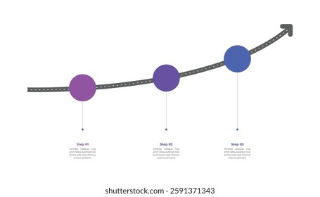 Road Arrow Infographic Template Design with 3 Steps
