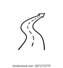 Road with Arrow Representing Business Path and Strategic Planning