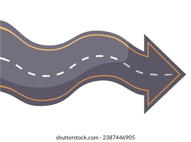 Road arrow street asphalt ahead wave future concept. Vector flat graphic design illustration
