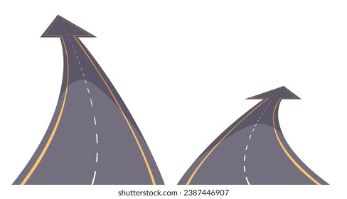 Road arrow street asphalt ahead wave future concept. Vector flat graphic design illustration
