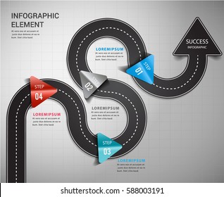 Road arrow timeline way to success.can used for presentation information business and infographic design concept.Vector illustration.