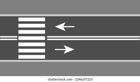 Road with asphalt from above vector with pedestrians and direction arrows