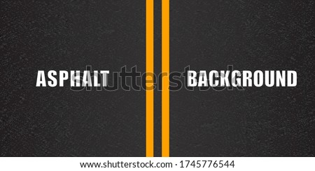 Road asphalt background with separation lines. Grainy texture. Road granular asphalt top view template - stock vector