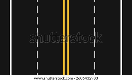 Road asphalt. empty highway road design. empty highway road with yellow dividing lines. top view. roadway pattern