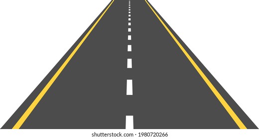 Road or asphalt highway concept with horizon perspective. Vector illustration.