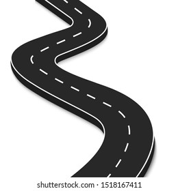 Road asphalt road isolated on white background. Vector illustration.