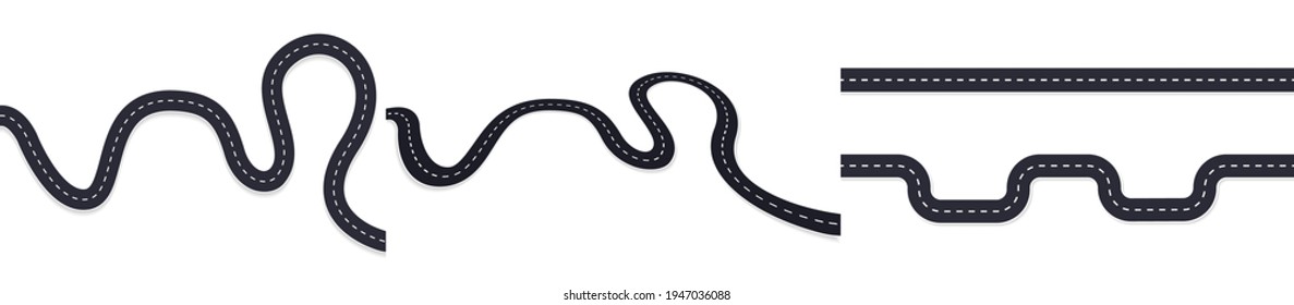 Road asphalt road isolated on white background. Vector illustration.