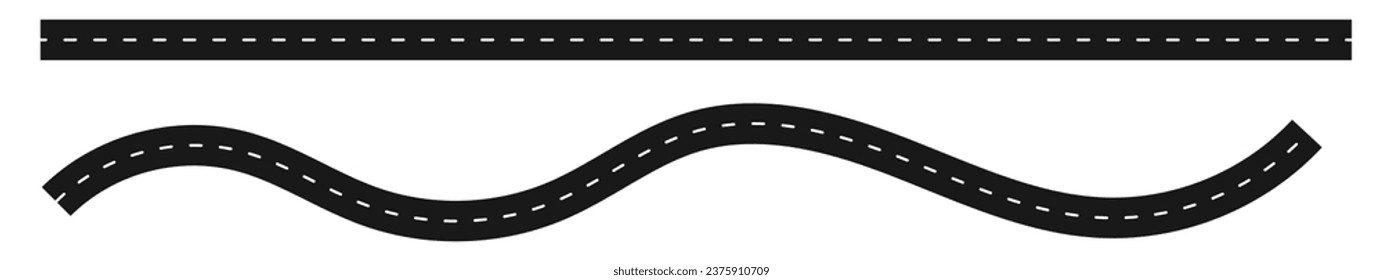 Road asphalt road isolated on white background. Vector illustration.