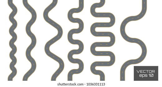 Road asphalt straight seamless, highway street for transportation illustration, transportation set. 