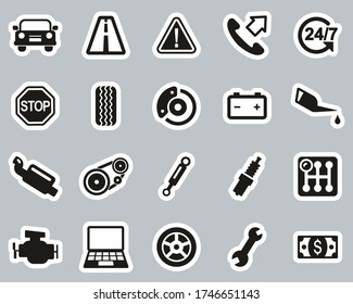 Road Assistance Service Icons Black & White Sticker Set Big