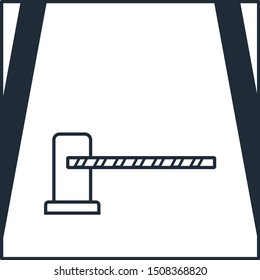 Road with an automatic barrier. Access. Vector linear icon on a white background.