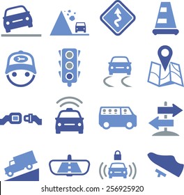 Road, automobile and vehicle icons