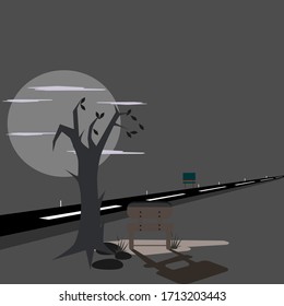 FONDO DE LA CARRETERA A LUNA COMPLETA POR LA NOCHE