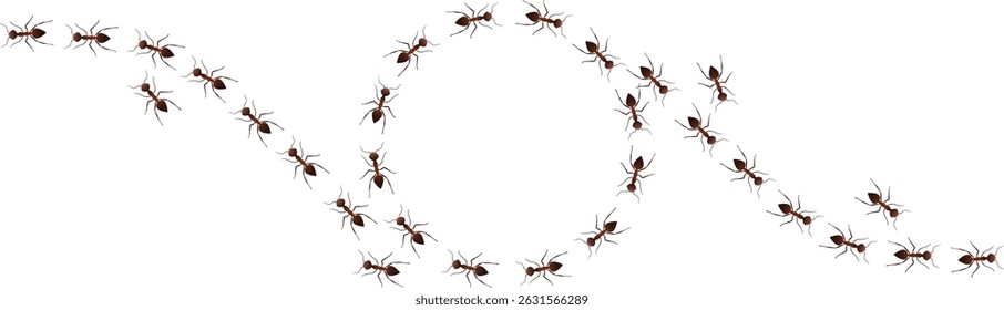 Road and ball of ants top view design vector illustration isolated on white background