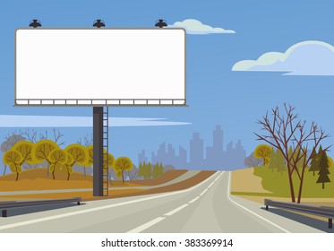 Road banner. Vector flat illustration