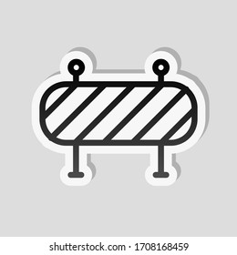 Road barrier, block entry, outline design. Sticker style with white border and simple shadow on gray background