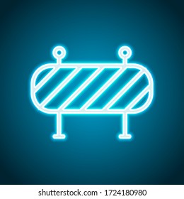 Barrera de carretera, entrada de bloque, diseño de contorno. Estilo neón. Icono de decoración luminosa. Símbolo eléctrico luminoso