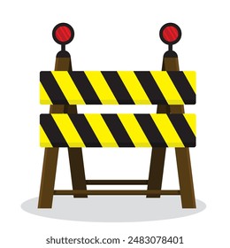 Road barrier, road closed. flat style vector illustration