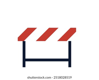 Road barrier, construction barricade, roadblock warning sign isolated on white, danger on street. Solitary road barrier stands tall, symbolizing resilience and safety, sense of caution and protection