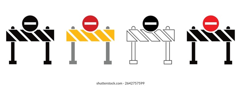 Straßensperre und Bauzone Symbolsatz - Traffic Stopp and Warning Signs Collection