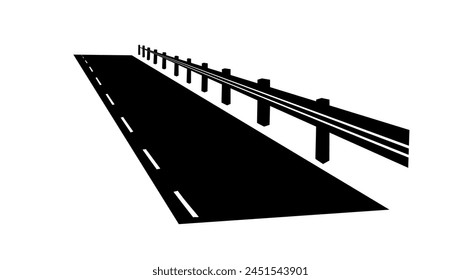 Road Barrier Fence, black isolated silhouette