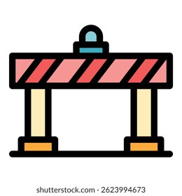 Road barrier gate icon. Outline road barrier gate vector icon color flat isolated