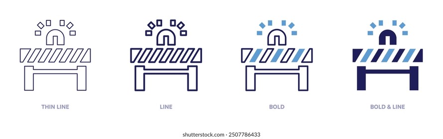 Road barrier icon in 4 different styles. Thin Line, Line, Bold, and Bold Line. Duotone style. Editable stroke.