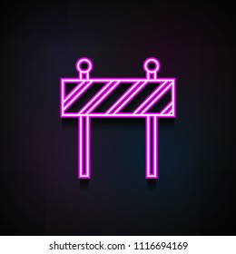 road barrier icon. Element of Minimalistic  icons for mobile concept and web apps. Neon road barrier icon can be used for web and mobile on dark gradient background