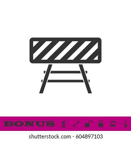 Road barrier icon flat. Black pictogram on white background. Vector illustration symbol and bonus button