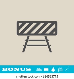 Road barrier icon flat. Grey pictogram on light background. Vector illustration symbol and bonus button real estate, ottoman, vase, tv, fishing rod