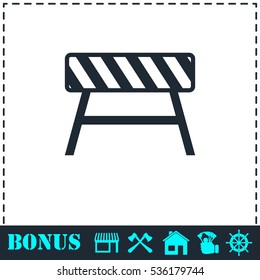Road barrier icon flat. Simple vector symbol and bonus icon
