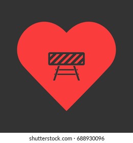Road barrier icon flat. Simple pictogram on heart background. Vector illustration symbol
