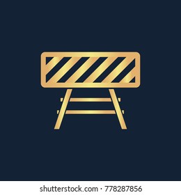 Road barrier icon flat. Simple gold pictogram on dark background. Vector illustration symbol