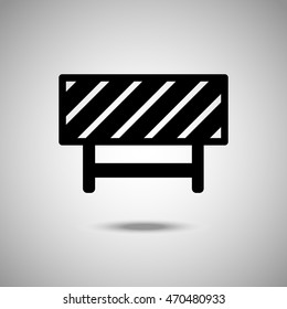 Road barrier icon. Flat style. Grey background. Vector illustration.