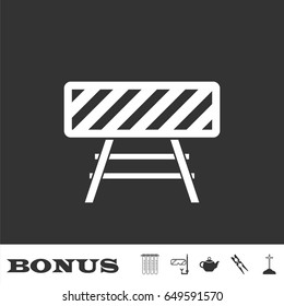 Road barrier icon flat. White pictogram on black background. Vector illustration symbol and bonus icons
