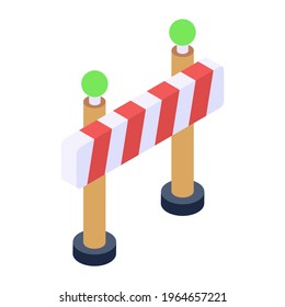 A road barrier icon in isometric vector style 