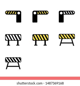 Road barrier icon in modern flat design isolated on white background, attention vector illustration for web site or mobile app