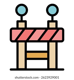 Road barrier icon. Outline road barrier vector icon color flat isolated