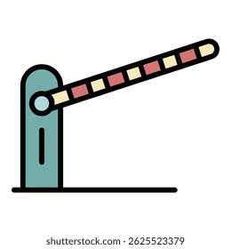 Road barrier icon. Outline road barrier vector icon color flat isolated